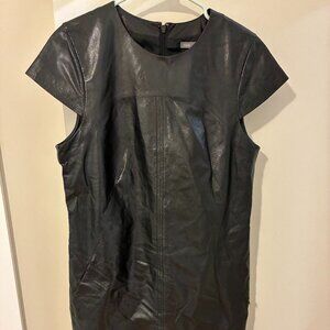 Vince Cap sleeve crew neck leather mini dress size 6